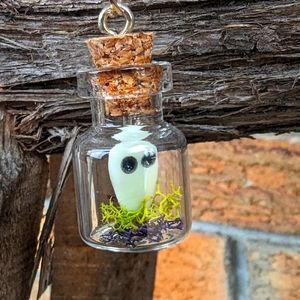 Pet ghost in a jar bottle necklace *Glow in the dark*